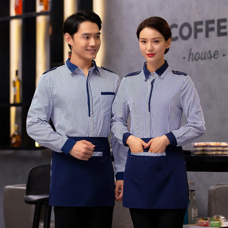 Hotel restaurante Hot Pot restaurante camarero uniforme de trabajo Catering cafetería comida rápida restaurante otoño camisa de manga larga
