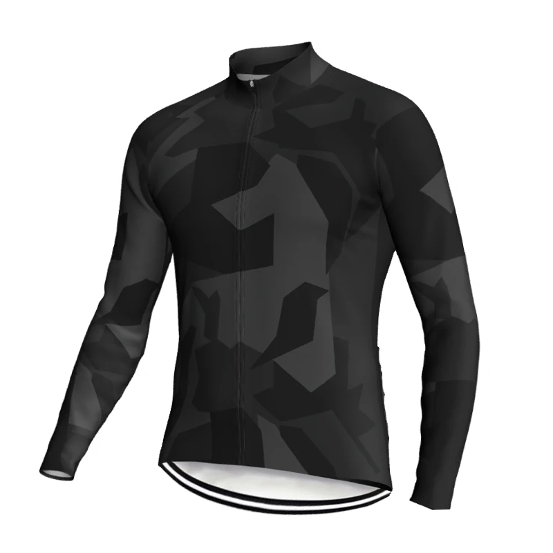 

Long Sleeve Cycling Jersey Spring Autumn Bicycle Clothes Man Black Camo Jacket Road Wear Bike Shirt Top Pocket Coat Cyclist
