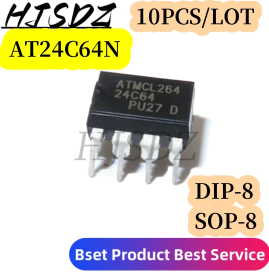 10PCS AT24C64N 24C64N 24C64 AT24N64 SOP-8  DIP-8