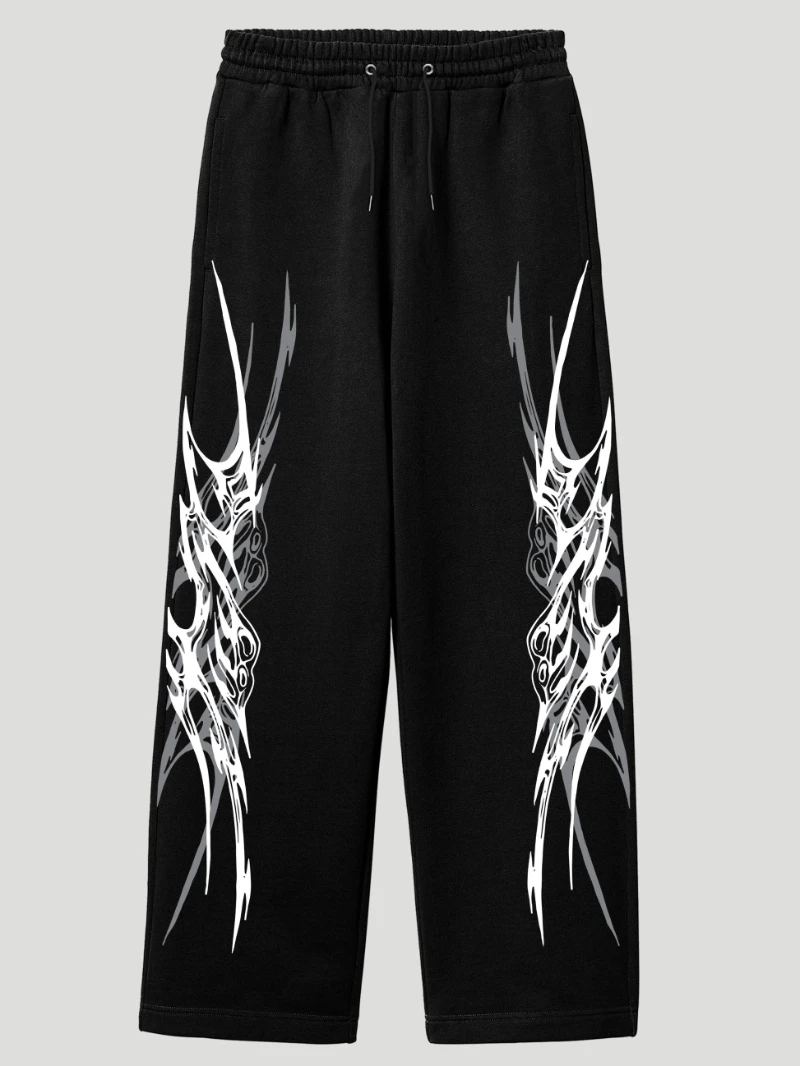 

Fangs Pants Urban spider web graphic pattern, gray slim-fit street sweatpants Pants Relaxed Wide Drawstring Waist Casual Pants