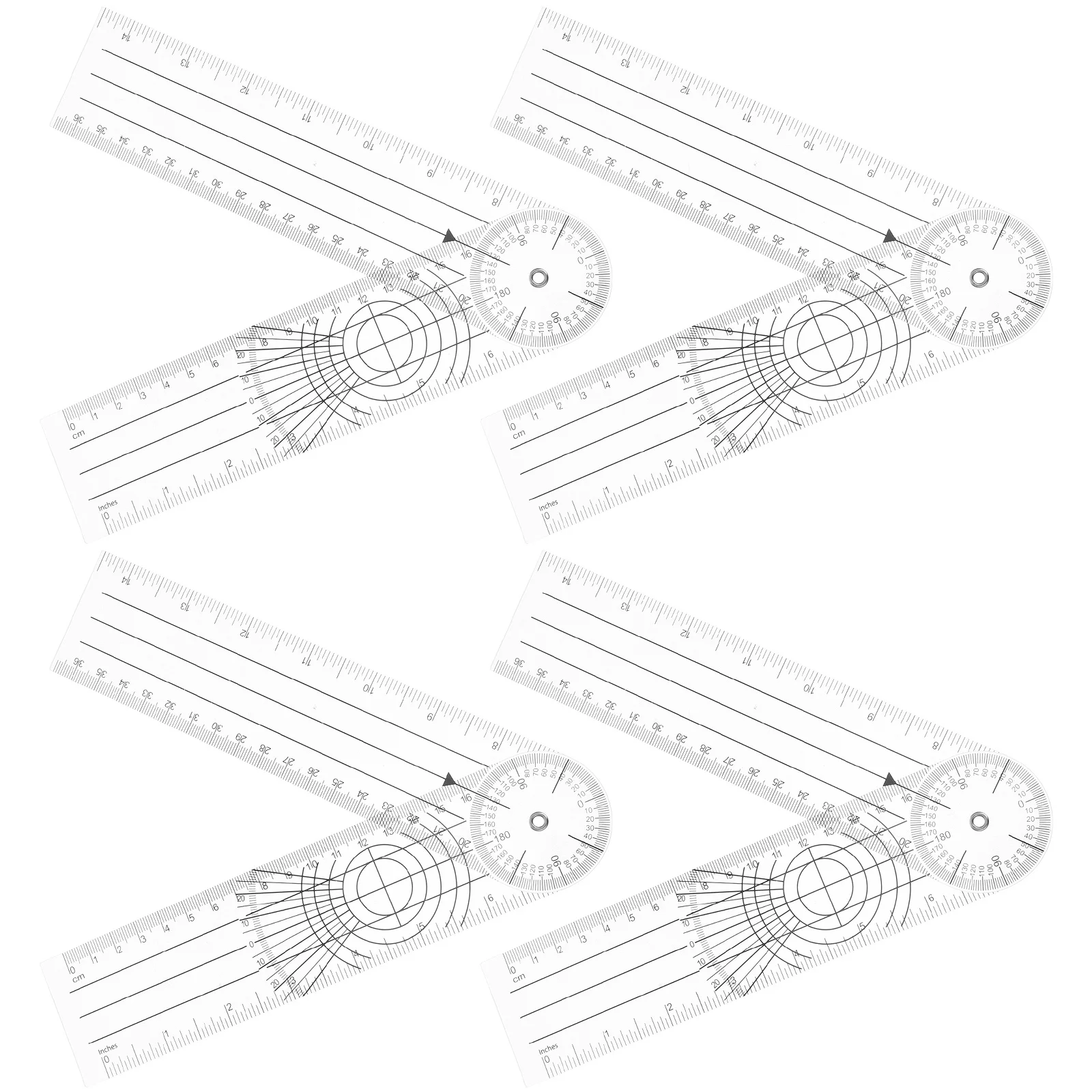 4 قطعة مقياس الزوايا البلاستيكي واضح المنقلة شفافة للطي حاكم لأداة قياس زاوية سريعة مكتب الرسم الهندسي