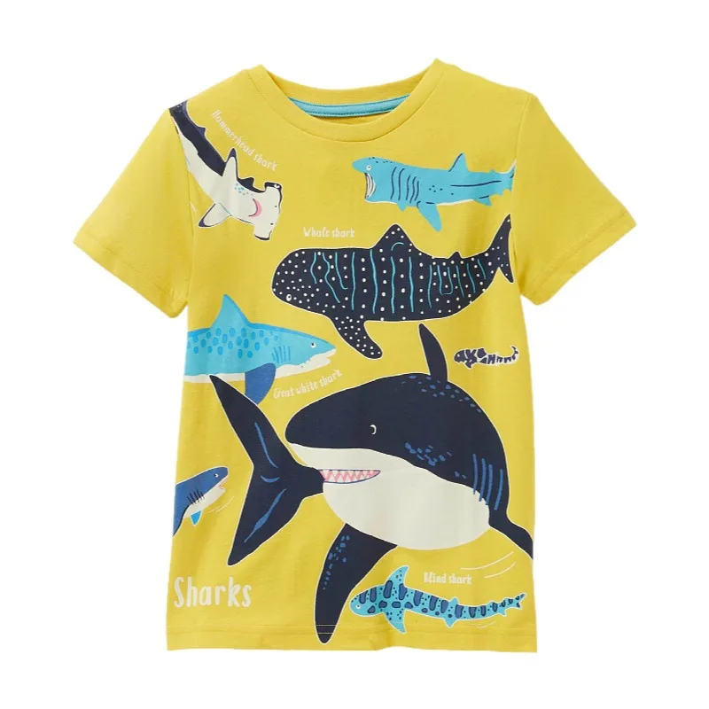 SAILEROAD 2024 New Summer T Shirt Cotton Short Sleeve Cartoon Whale Luminous T-shirts Kids Tee Girl Tops Boys Children Clothes