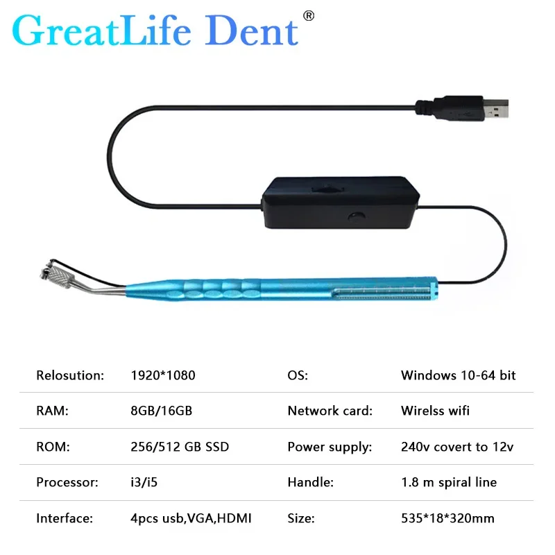 GreatLife Dent Dental Micro Intra-Oral Camera Real Time Wifi 24 Inch Screen Visual Root Canal Removal/ Mouth Mirror/Endo Motor