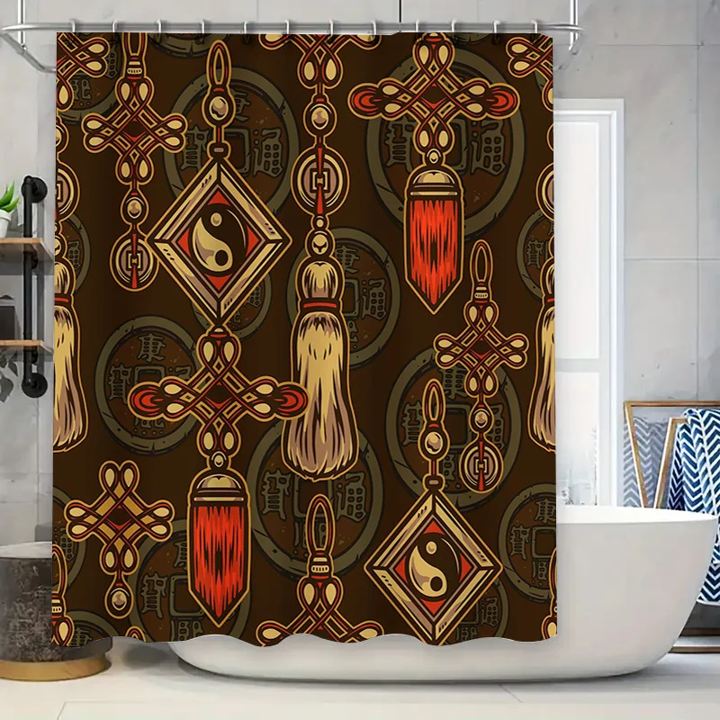 

Декоративная занавеска для душа Коллекция декора для ванной комнаты с винтажным дизайном в стиле бохо с теплыми цветами, как коричневый, коричневый, р