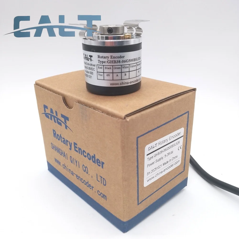 CALT GHB38-06G500BSL526 تزايدي 6 مللي متر عمود مجوف أعمى التشفير الروتاري 100 200 500 600 1000 1024 2000 2500 3PPR no Z إشارة