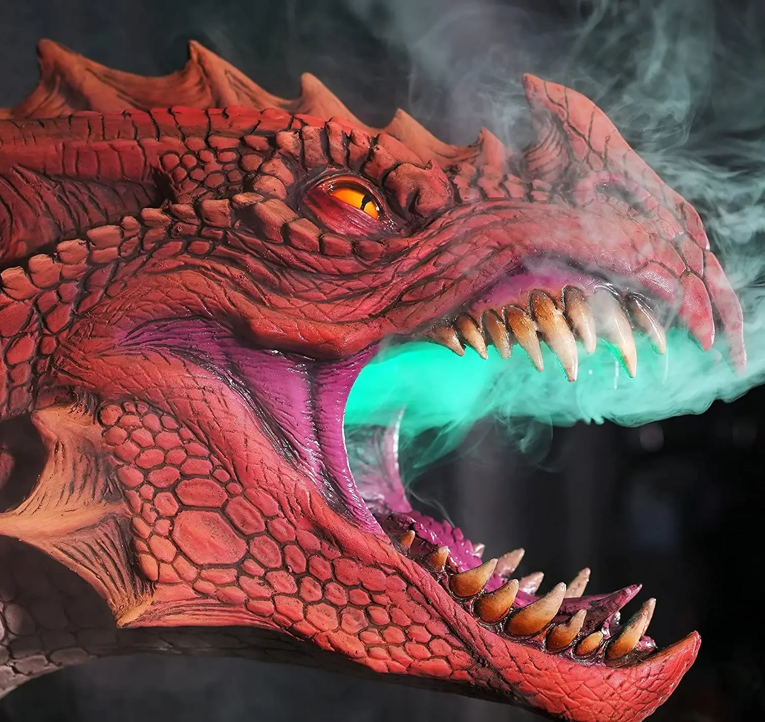 Imagem -05 - Dragon Legend Head Escultura Luz Led com Fumaça Dinossauro Realista Arte da Parede para Halloween Adereços para Casa Assombrada 3d