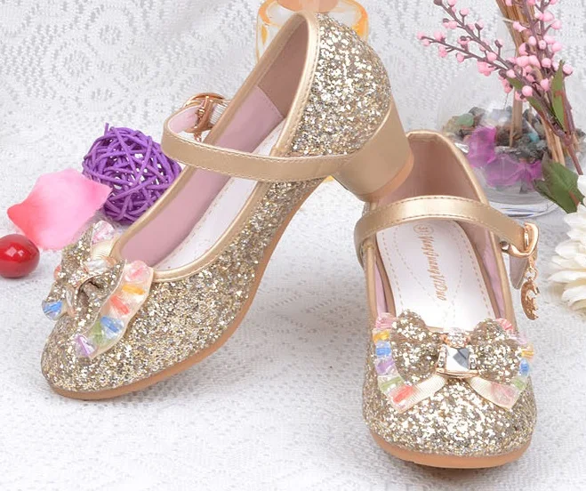 Princess Girls Party Shoes Children Sandals Colorful Sequins High Heels Shoes Girls Sandals Peep Toe Summer Kids Shoes 26-37