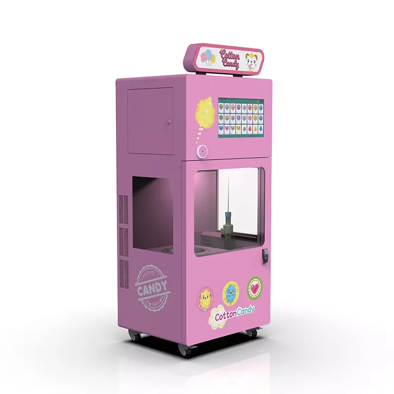 Single Door Colorful Sugar Cotton Candy Floss Machine Commercial Full Automatic Cotton Candy Vending Machine with Coin Acceptor