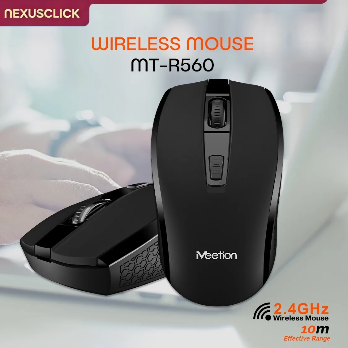 NexusClick Portable Wireless Computer Mouse 2.4GHz Ergonomic Design 1600 DPI Adjustable Plug and Play Mice for Office Daily Work
