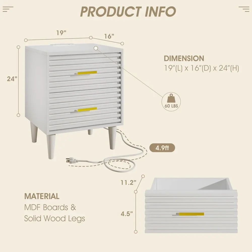 Nightstand with Charging Station and USB-C Port, 19