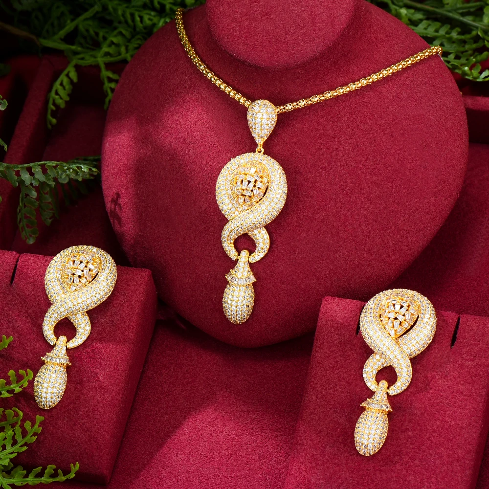 

Soramoore Original Luxury Gold Color Necklace Earrings Jewelry Sets For Women Bridal Wedding Russia Dubai Bridal Party Gift