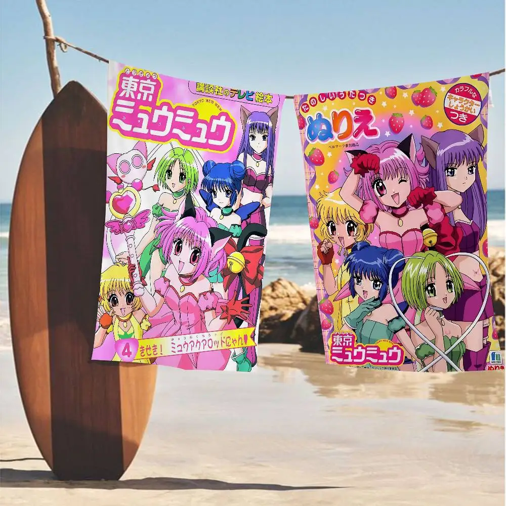 Tokyo mew mew Anime Microfiber Beach Towel Absorbent Quick dry Soft Yoga Swimming Resort Mountain Climbing Towel