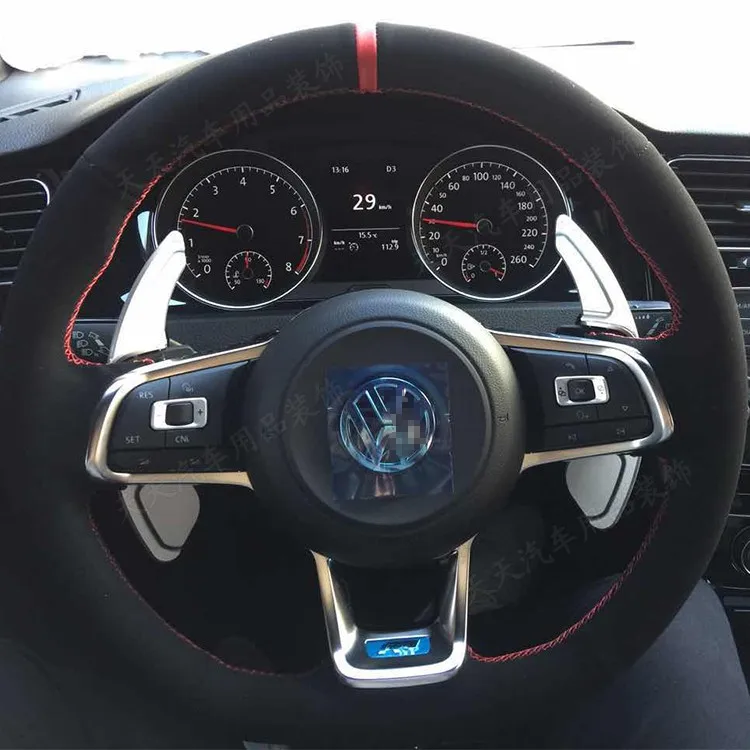 

For Volkswagen VW Magotan T-Cross Golf VII Sagitar Lavida Tayron Tiguan Bora T-ROC Jetta Passat Hand Sewn Steering Wheel Cover