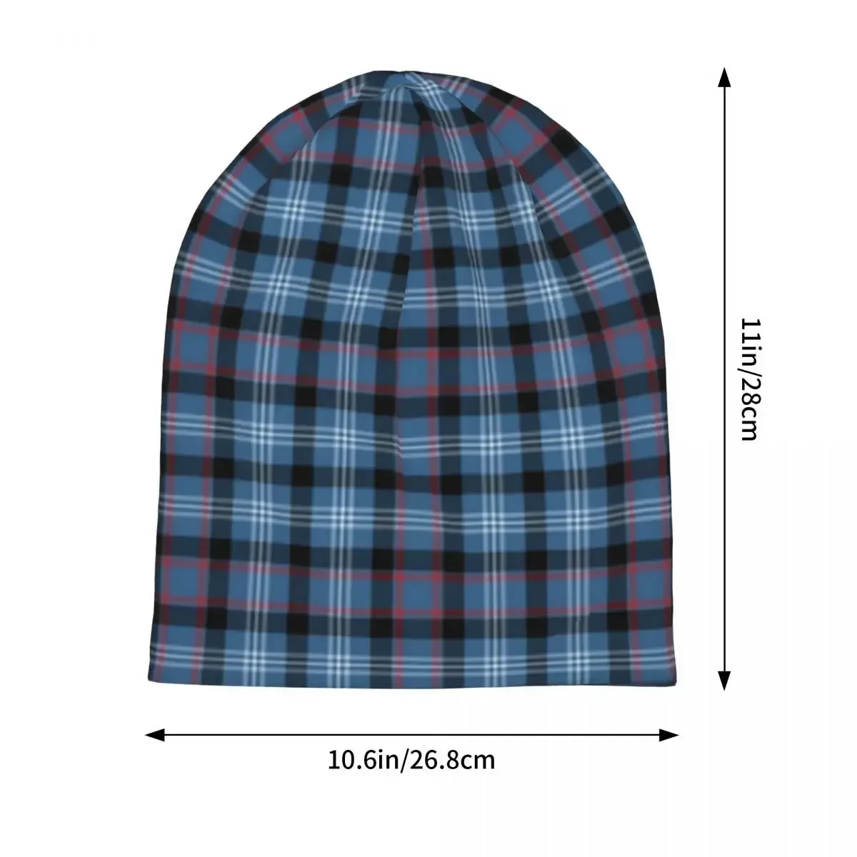 Fitzgerald Tartan Pattern Blue Irish Plaid Skullies Beanies Hats Warm Autumn Winter Cap Knitted Bonnet Caps for Men Women Adult