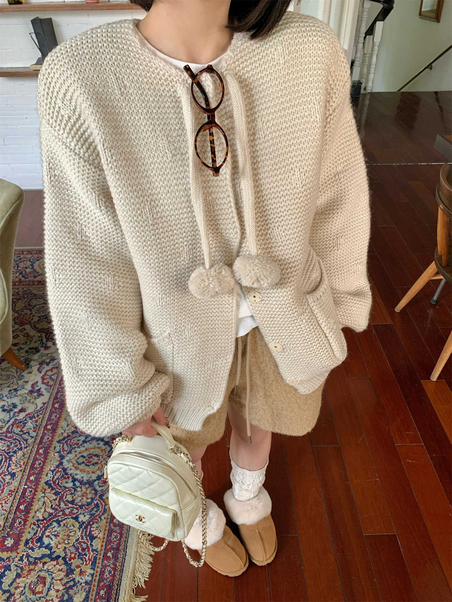 

Антивозрастной вязаный кардиган-пальто для женщин, осенне-зимняя верхняя одежда с круглым вырезом, для повседневной носки, с длинными рукавами