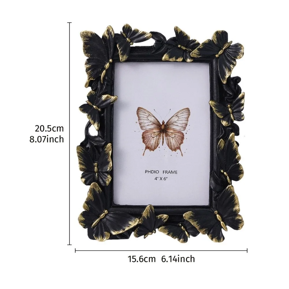 3D Butterfly Picture Frame Vintage Staggered Pattern Decorative Painting Frame Rectangular Shape Photocard Display Stand