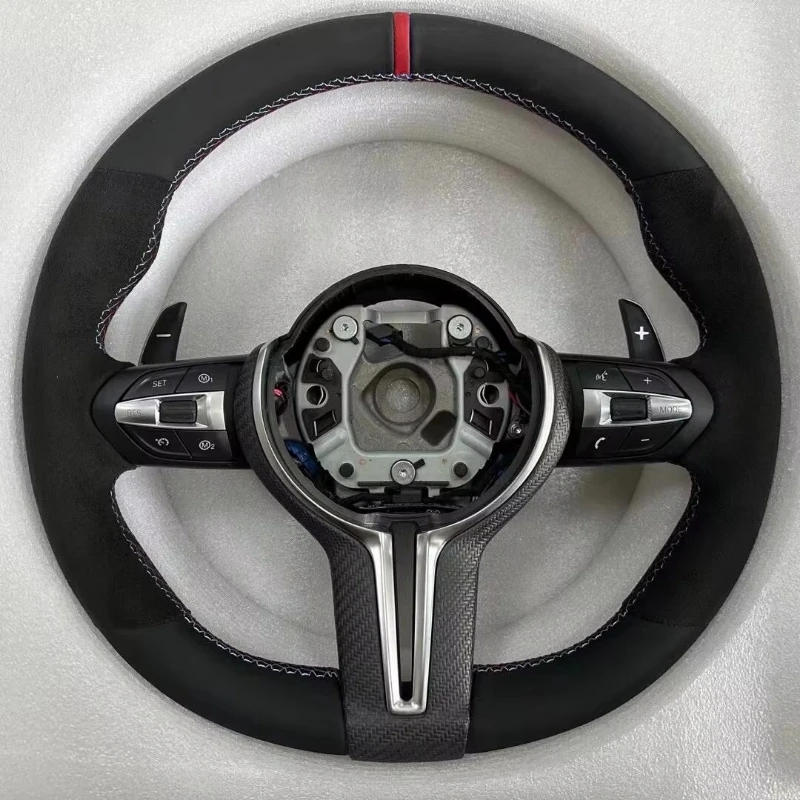 

Half Acantara Leather & Carbon Fiber White Stitching Steering Wheel Assembly For BMW F10 F20 F30 F32 F36 F80 F82 M3 M4 M5