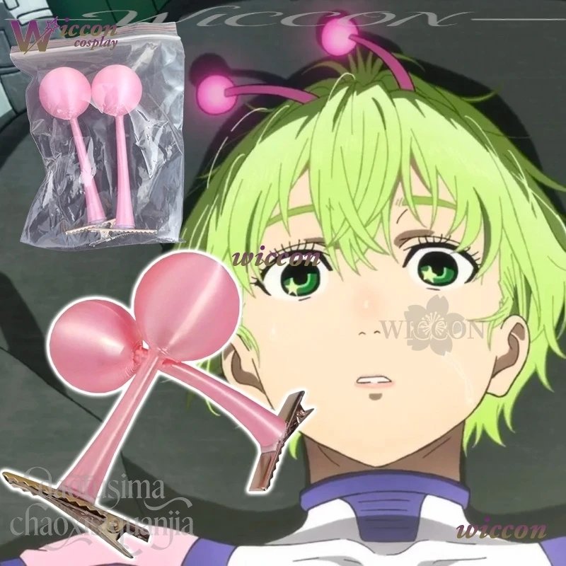 oHYOO Anime DAN DA DAN Cosplay Bamora, Accesorios de Antena 3D de Ácido Poliláctico, Cosplay, Diadema de Cuernos Peludos Rosas, Horquilla para el Cabello, Disfraz de Halloween