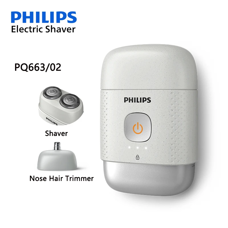

PHILIPS PQ663/02 Мини-электробритва Триммер для волос в носу 2 в 1, мужская портативная бритва для быстрого бритья бороды, двойная поплавковая режущая головка