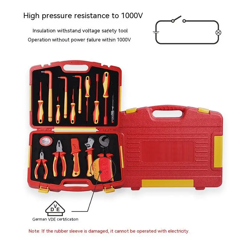 Professional Electrician Finework Mechanic 1000V Hand 16PCS VDE Insulated Tool Set With Hard Case OEM