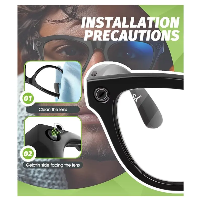 AB35-LED Light Cover For Meta Smart Glasses- 12-Pack Tempered Glass Replacement Parts