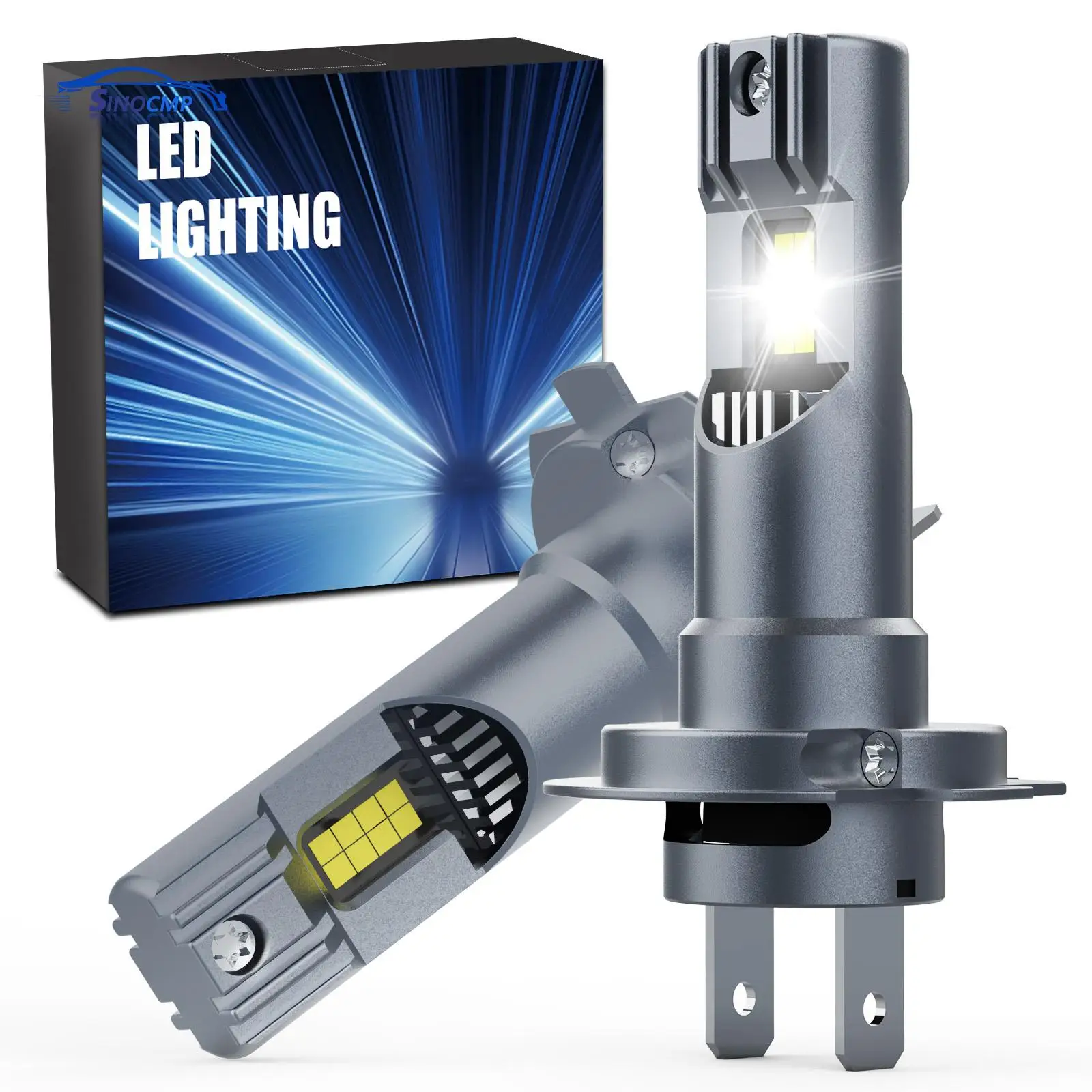 

HLC7F Series 2 PCS H7 LED Headlight Bulbs 600% Brighter Wireless Headlight 24000LM Mini Headlight Straight Fanless Car Bulb