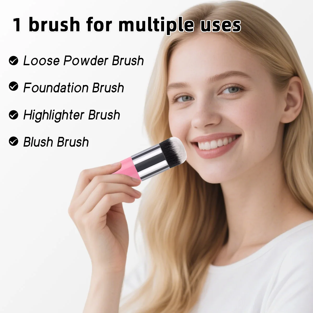 洗えるファットファンデーションブラシ、繊維毛はパウダーを吸収せず、肌に均一に密着し、メイク落としなしで長時間持続します。