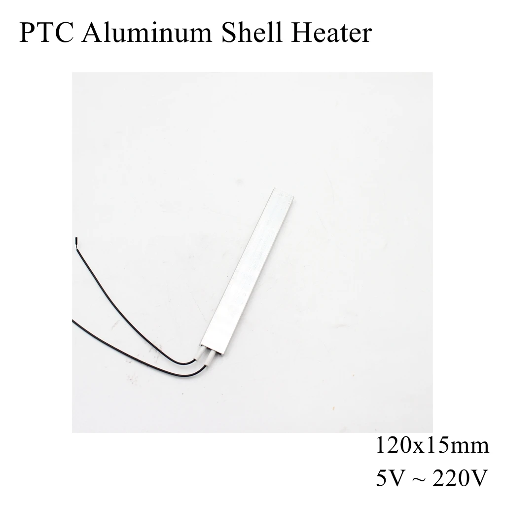 120x15mm 12V 24V 110V 220V PTC Aluminum Shell Heater Constant Thermostat Thermistor Ceramic Air Heating Sensor Egg Incubator