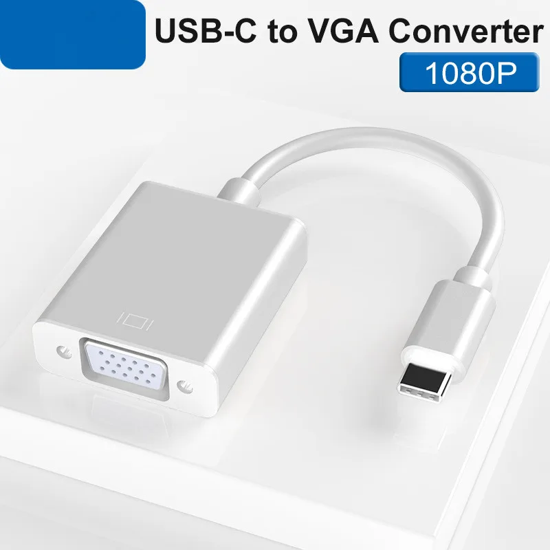 USB C إلى أنثى VGA كابل محول نوع-C USB 3.1 إلى VGA محول ل ماك بوك برو ماك بوك اير 2019 Chromebook سامسونج غالاكسي S9/S8