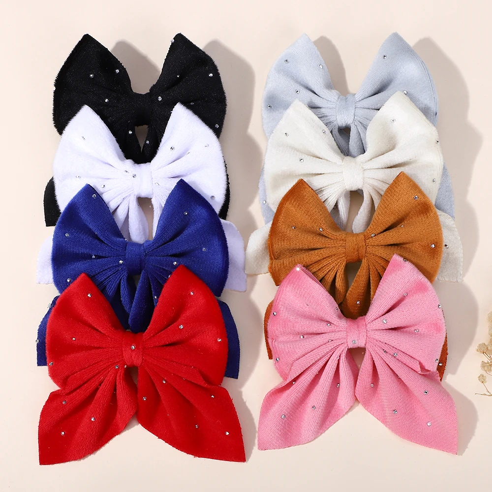 

BABY BOWS 2Pcs Starry Dots Red Velvet Bow Hair Pins Hair Clips Kids Girls Lovely Barrettes Ponytail Holder Headwear Accessories