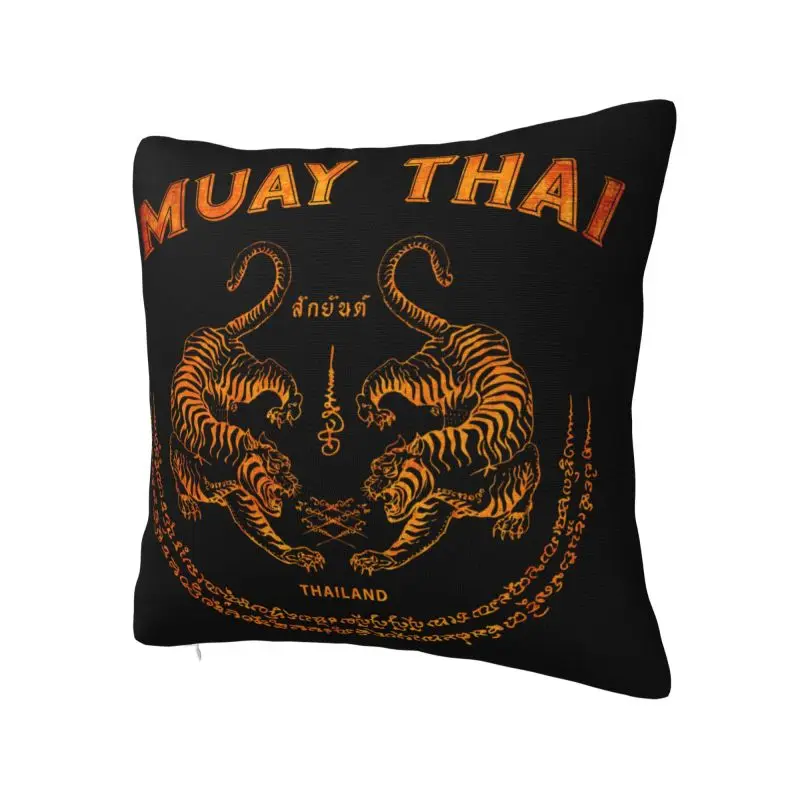 Modern Muay Thai Tiger Sofa Cushion Cover Polyester Sak Yant Tattoo Kickboxing Thailand Pillow Case Home Decorative