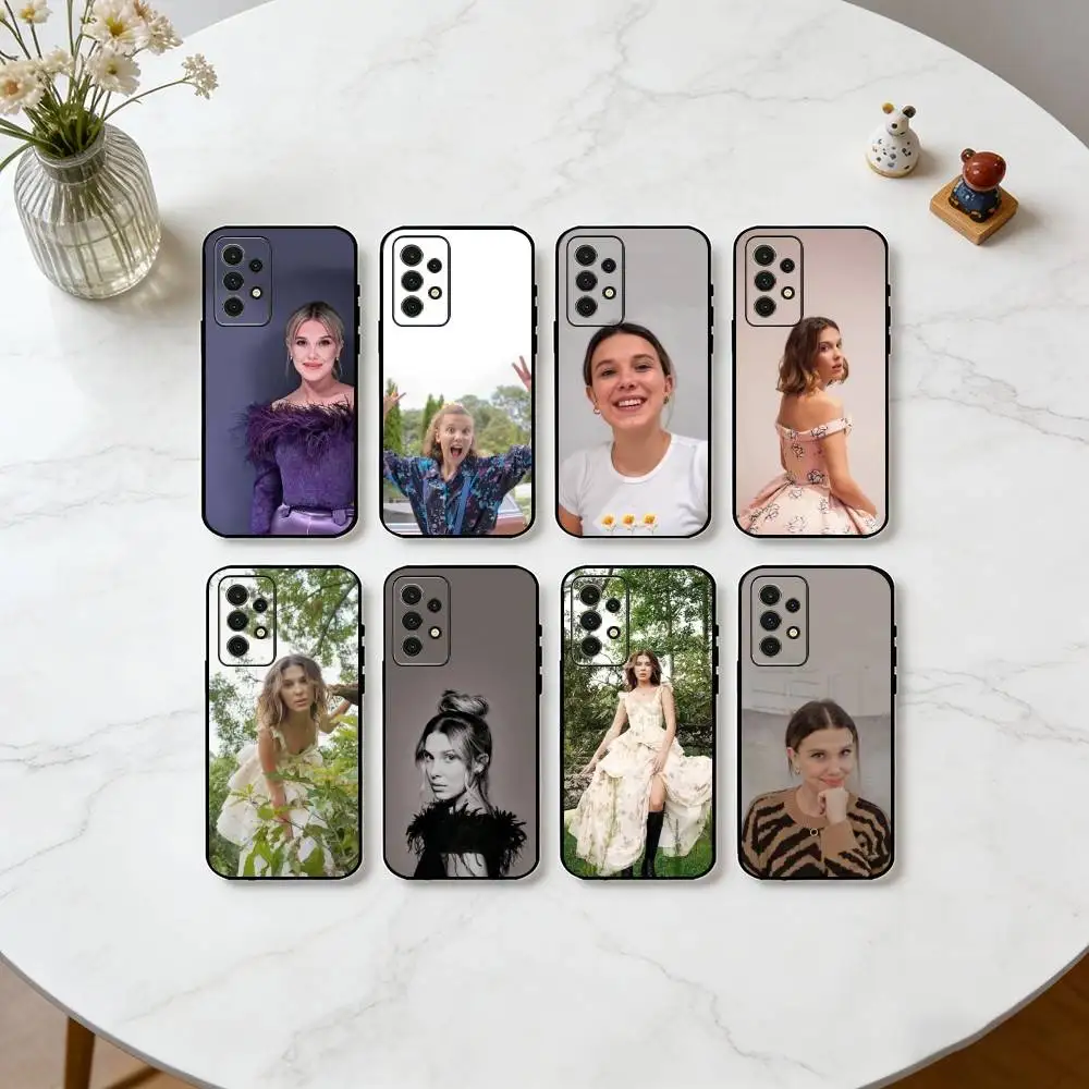 M-Millie Bobby Brown Actor Graphic  Phone Case Black Silicone Soft For Samsung S25,S24,S21,S22,S23,S30,Ultra,S20,Plus,Fe,Lite