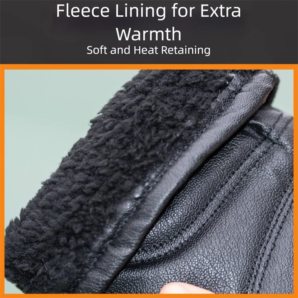 

Модные теплые мужские зимние перчатки из искусственной кожи, нескользящие кожаные перчатки с бархатной подкладкой, водонепроницаемые лыжные перчатки для мужчин