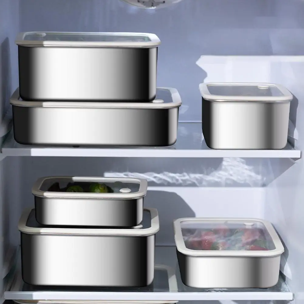 Portable Food Prep Tins 304 Stainless Steel Food Storage Containers with Leakproof Lids Stackable Meal Prep Boxes for Fridge