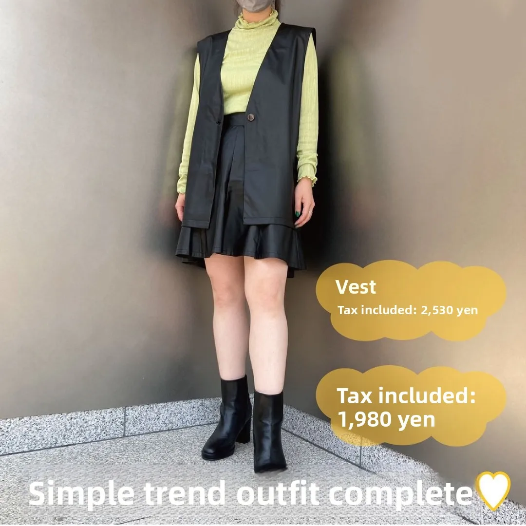 Faionable Versatile gilet in pelle da donna di media lunghezza con un bottone Ba Split Spring New Sle All-Match Sli pulsante singolo