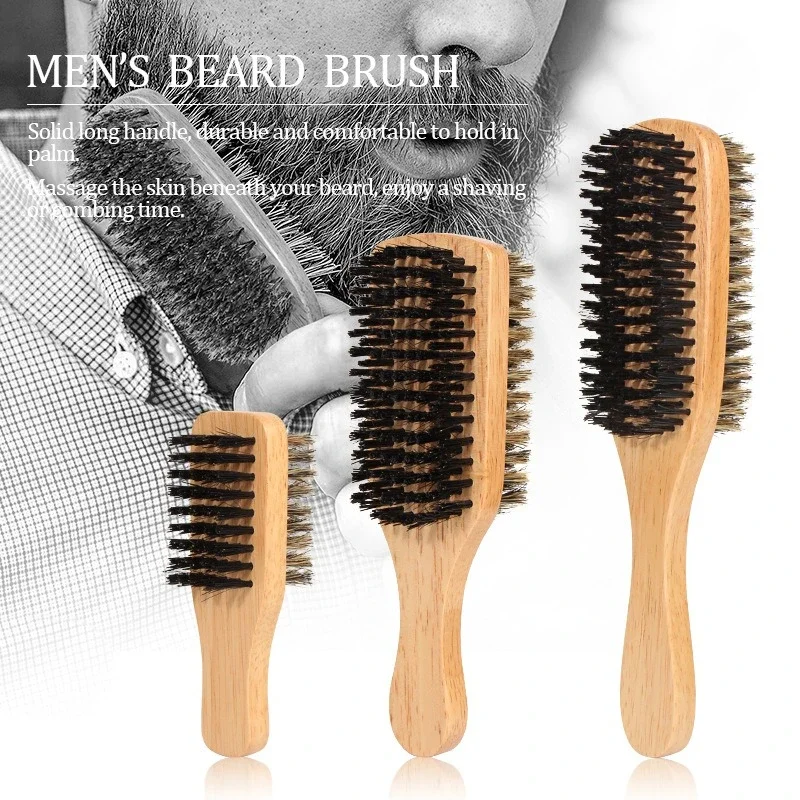 Men Boar Bristle Hair Brush - Natural Wooden Wave Brush for Male, Styling Beard Hairbrush for Short,Long,Thick,Curly,Wavy Hair