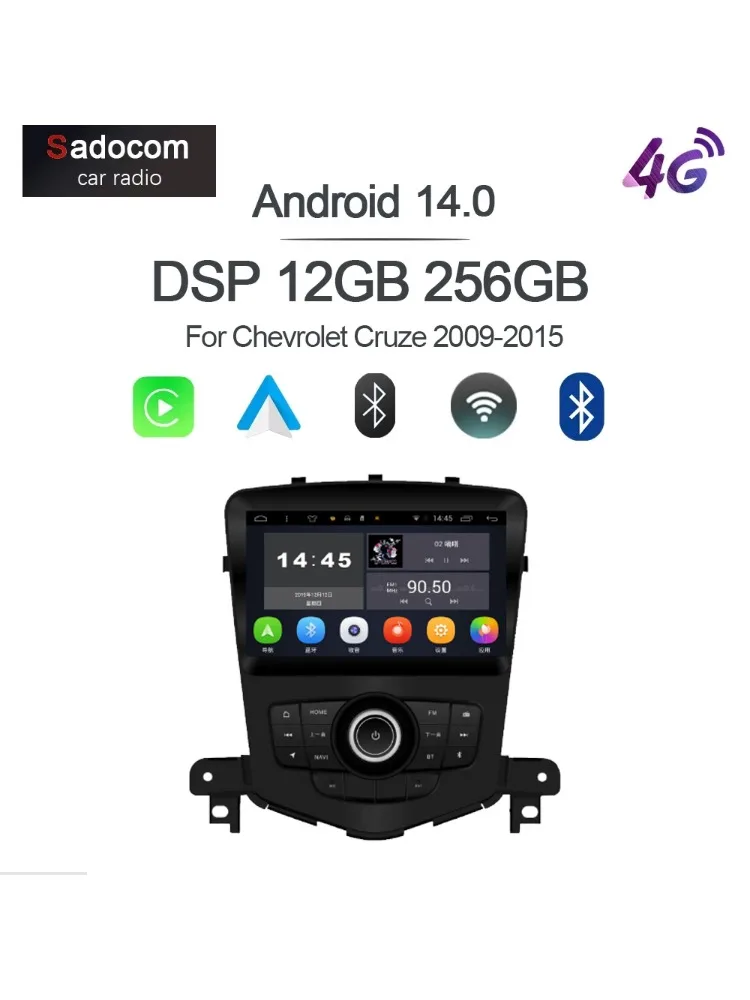 CarPlay 9 inch DSP Android 15 8-core 12GB RAM 256GB ROM autoradio GPS multimediasysteem navigatie voor Chevrolet Cruze 2009-2015 - afbeelding 2