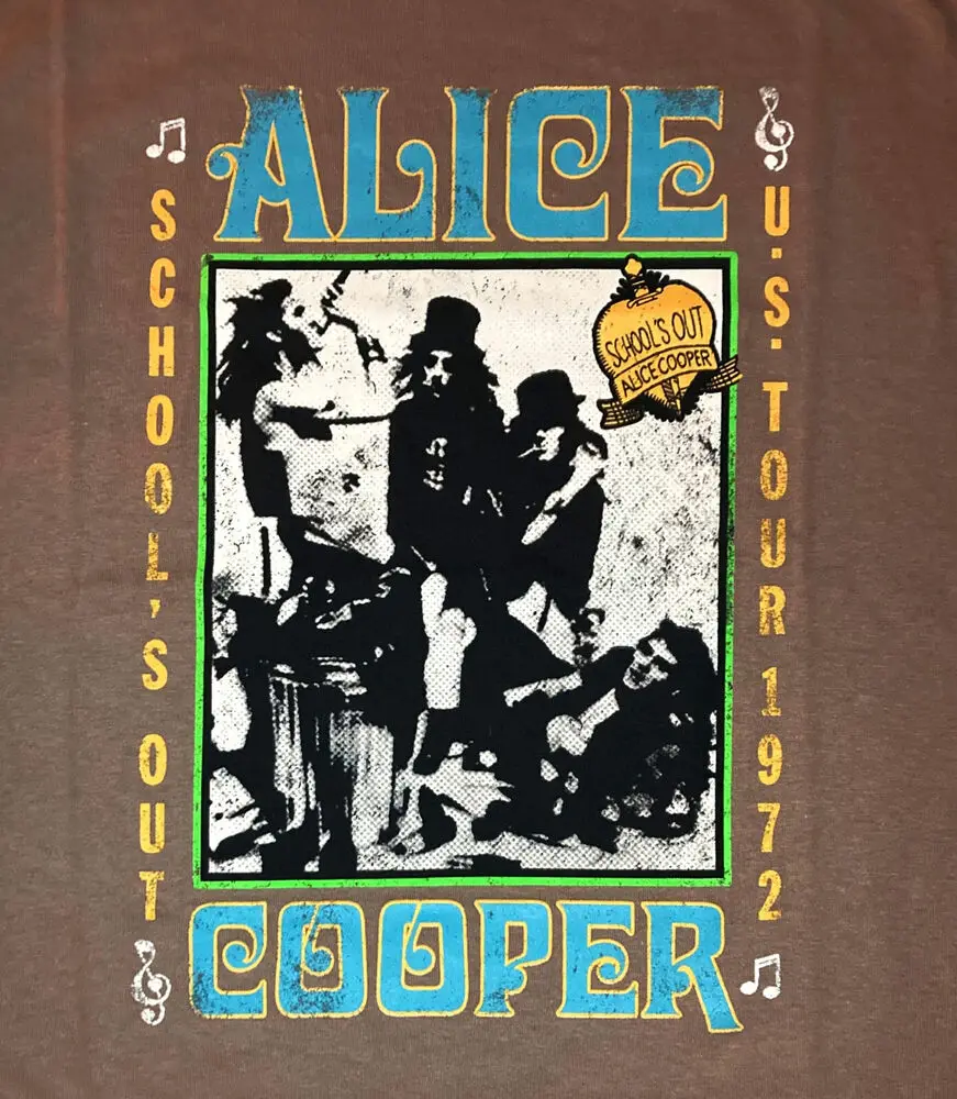 ALICE COOPER cd cvr SCHOOL'S OUT 1972 TOUR Official Taupe SHIRT XL new