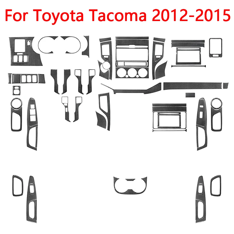 Accesorios Decorativos Interiores para Toyota Tacoma 2012 2013 2014 2015 Doble Cabina, Adhesivos de Fibra de Carbono Negra para el Interior del Vehículo