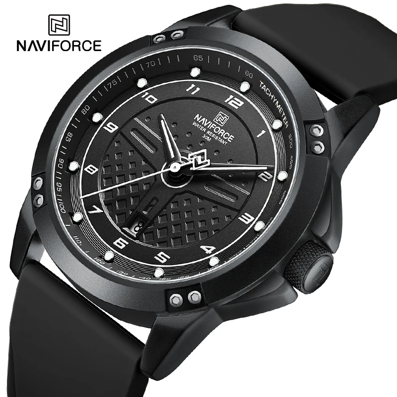 NAVIFORCE Man Casual Quartz Wristwatches Water Resistant Men\'s Silicone Strap Watches Sports Male Clock NF8031 Relogio Masculino