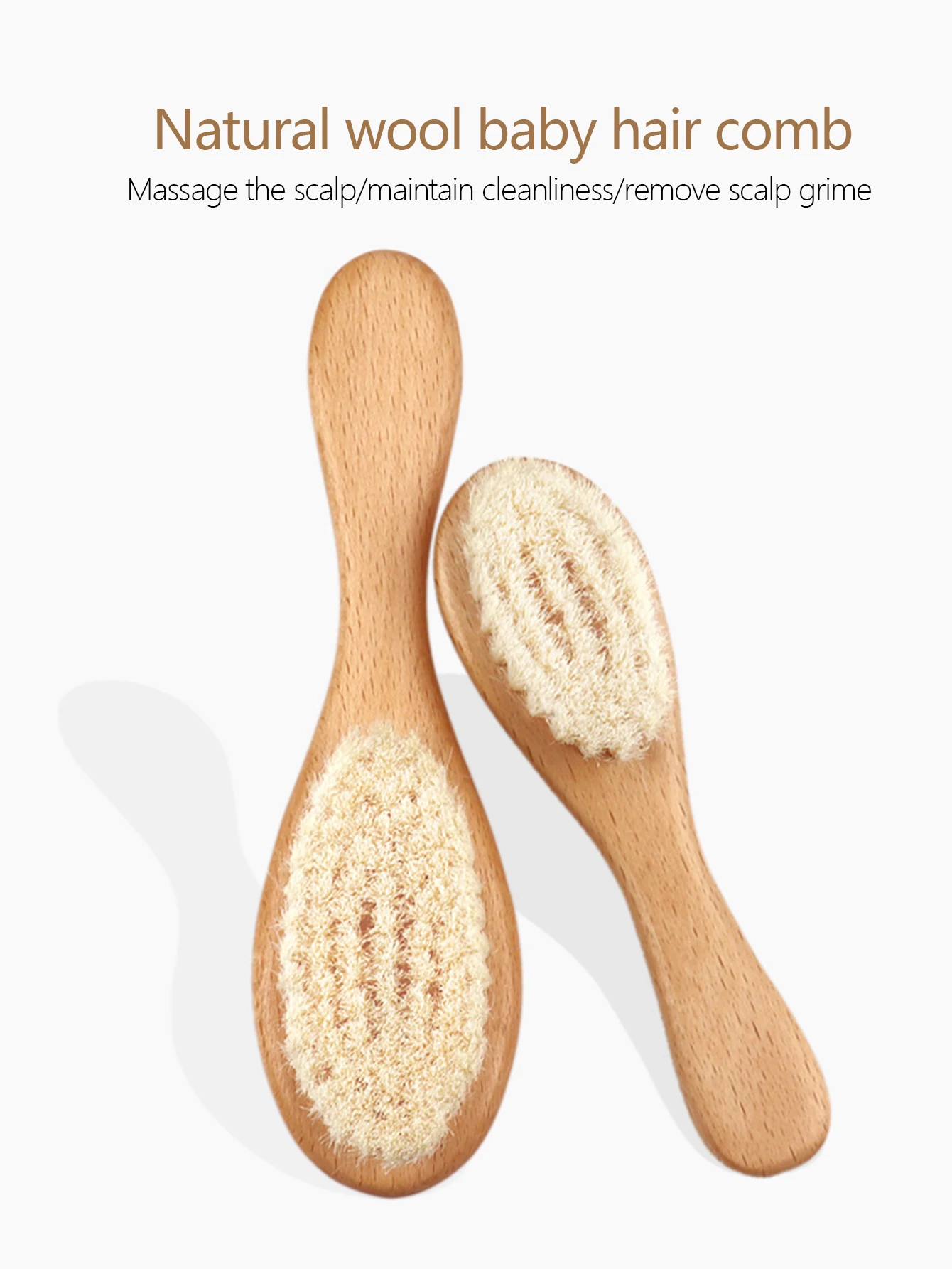 

2 шт., мягкая шерстяная щетка с ручкой из чистого натурального дерева, используемая для очистки стрижек и очищения лица, специально для настоящих париков из волос