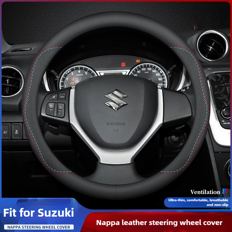 

Car Leather Steering Wheel Cover for SX4 S-Cross Solio Celerio Vitara Baleno Ignis XBEE S-Presso Across Swace Interior Accessory