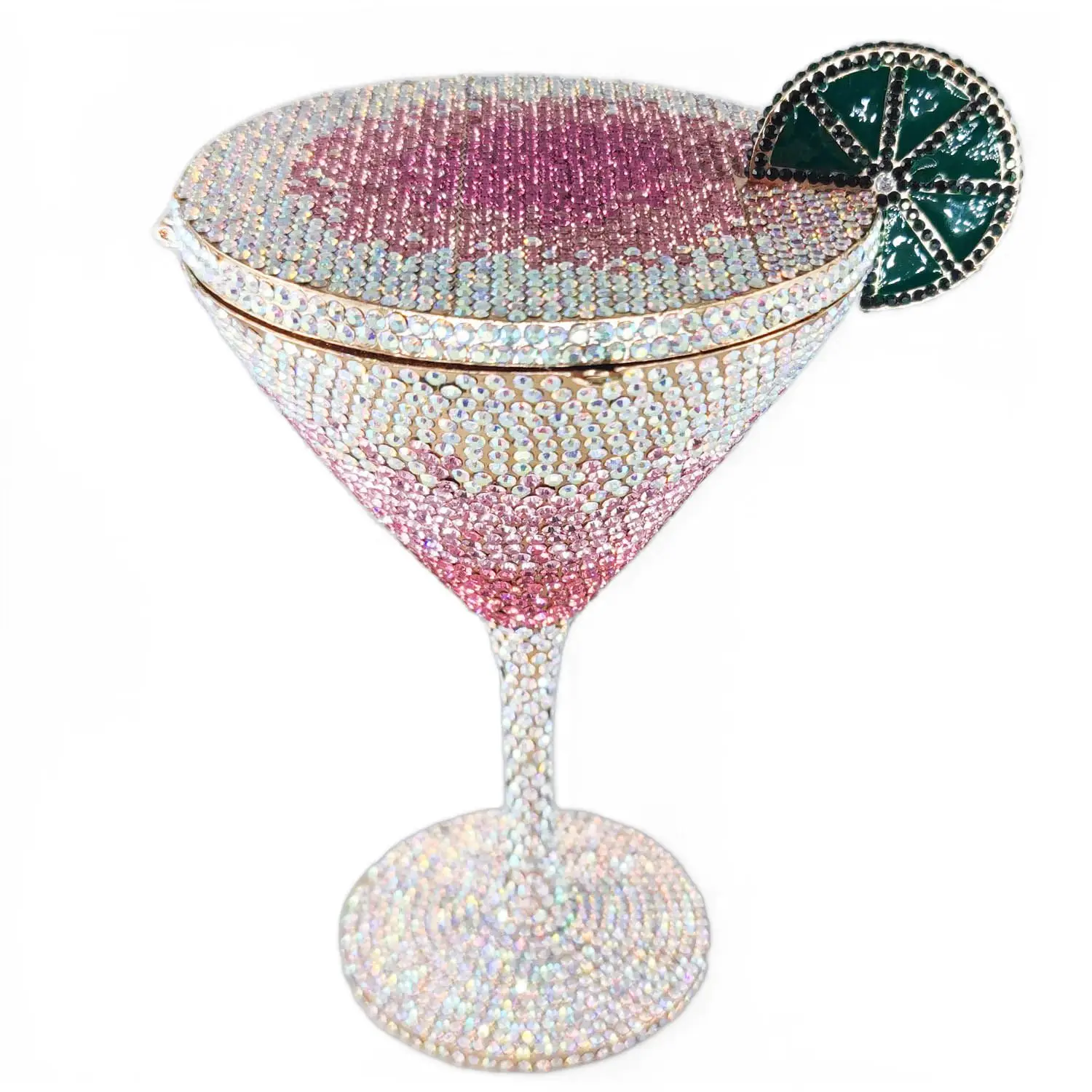 Boutique De FGG Novelty Martin Cocktail Goblet Glass Women Pink Evening Handbags and Clutches Party Dinner Crystal Clutch Purse