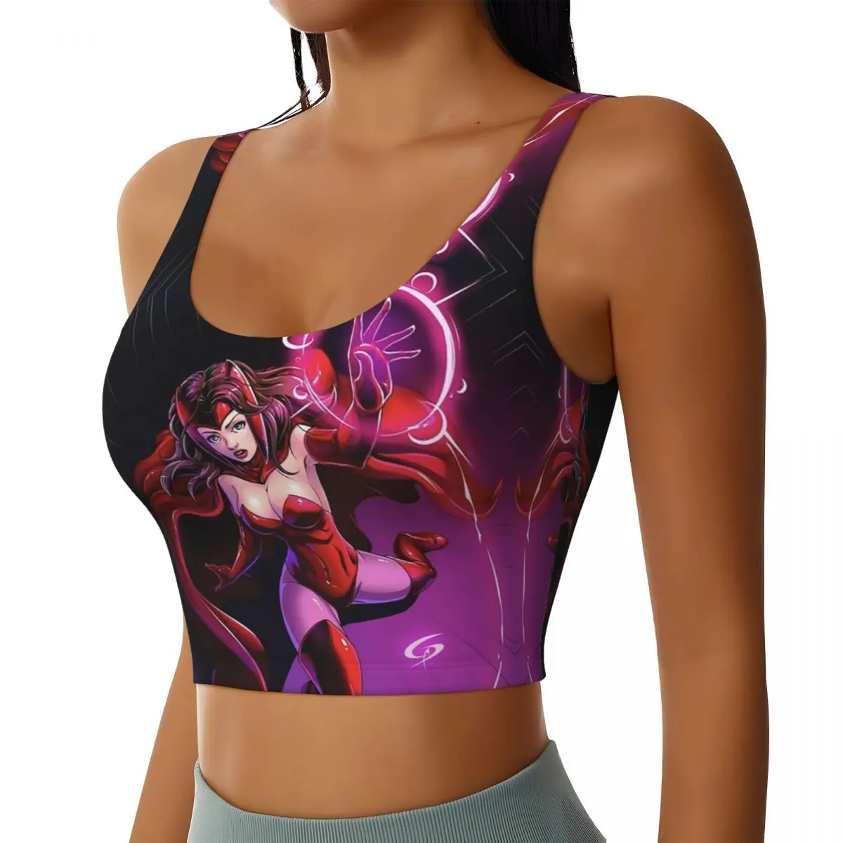 Custom High Impact Scarlet Witch Resistance Sports Bra for Women Gym Workout Yoga Crop Top