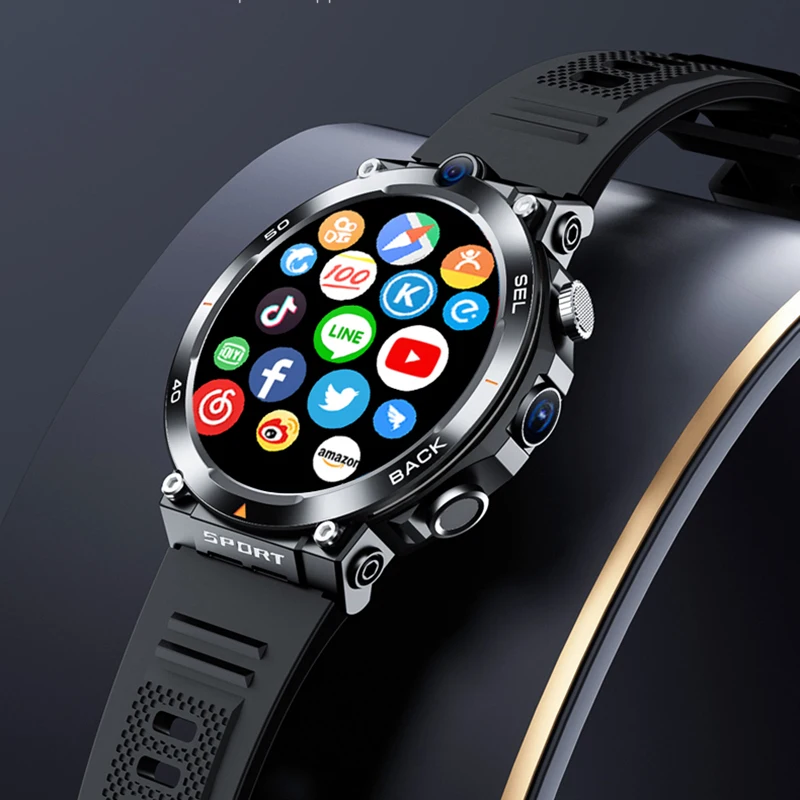 2024 Round 4G Net Smart Watch Men Android 8.1 Smartwatch Phone 900 mAh 5MP Camera GPS Wifi SIM Card Heartrate Adult APP Download