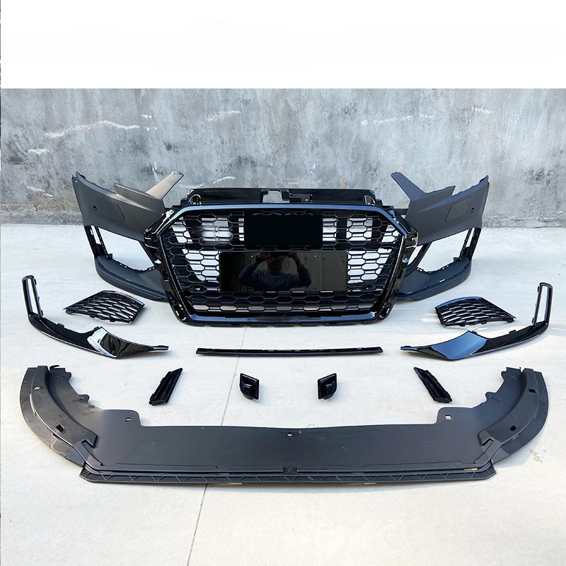 

Suitable For Audi 17-20 A3 Modified RS3 Front Bar Surrounded By New S3 Honeycomb Mesh Rear Bar Exhaust Four Out