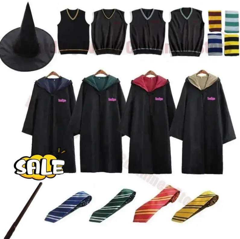 Costume de Cosplay Malford Potter pour enfants, Robe magique, jupe Cape, Costume Hermione Granger, Serpentard Gryffondor, accessoires cadeaux
