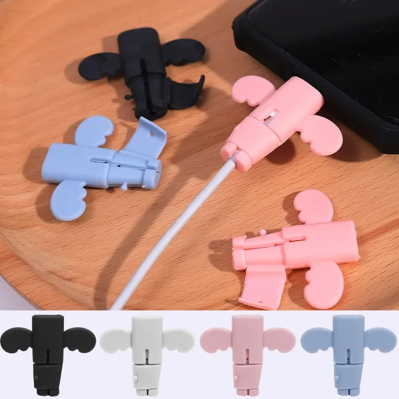 Siliconen oplaadkabel Anti-Break Protector voor IOS Android IPhone Samsung Universele Data Wrap Angel Type Kabels Winder Sleeve