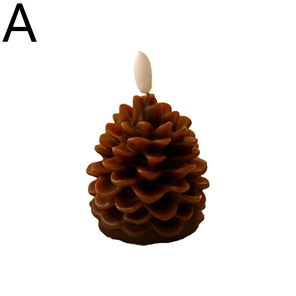 Velas electrónicas Led de modelado de cono de pino, velas sin llama con pilas para decoración interior de vacaciones, regalos para niños G1y1, 1 Uds.