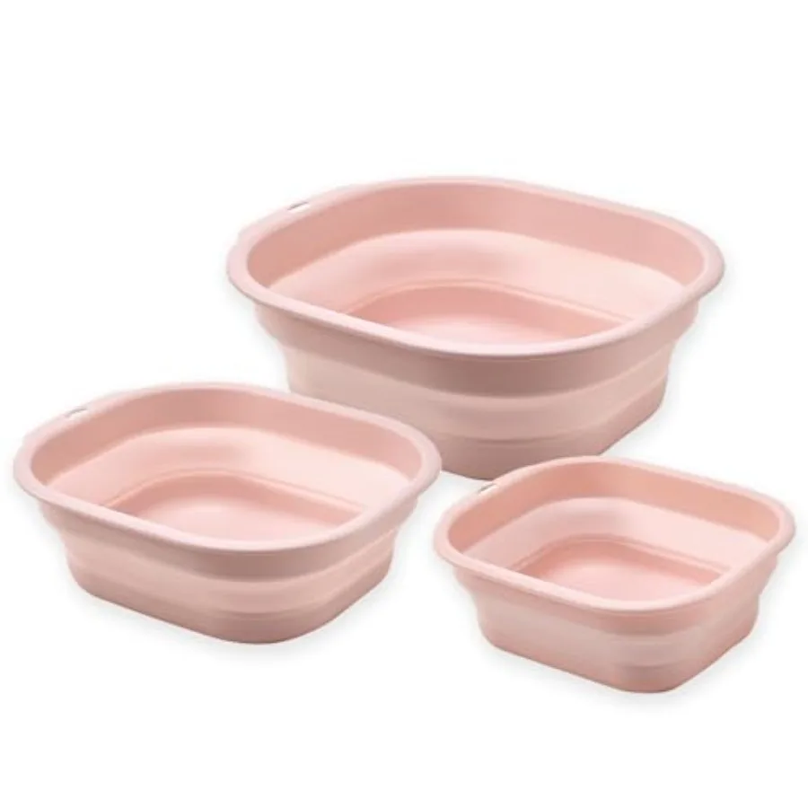 

Collapsible Wash Basin Set of 3, Foldable Large Medium Small Wash Basins, Portable Plastic Basins for Laundry, Bottles, Travel,